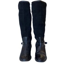 Lauren Ralph Lauren Marion Black Suede Leather Knee High Riding Boots Women 7.5B